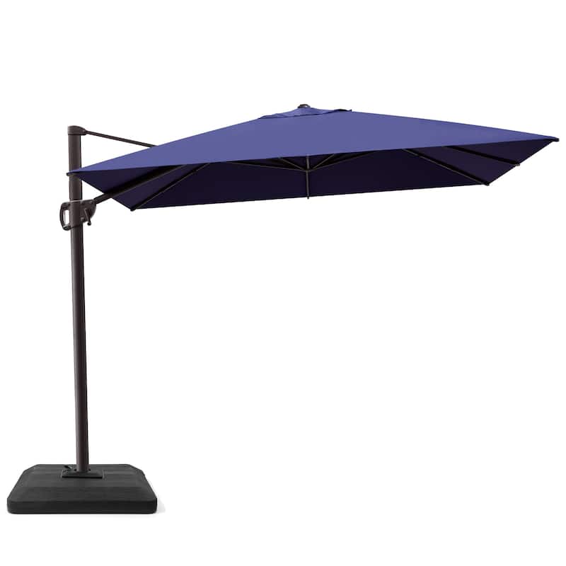 Crestlive Products Outdoor Patio Umbrella Cantilever Offset with Base - Navy Blue