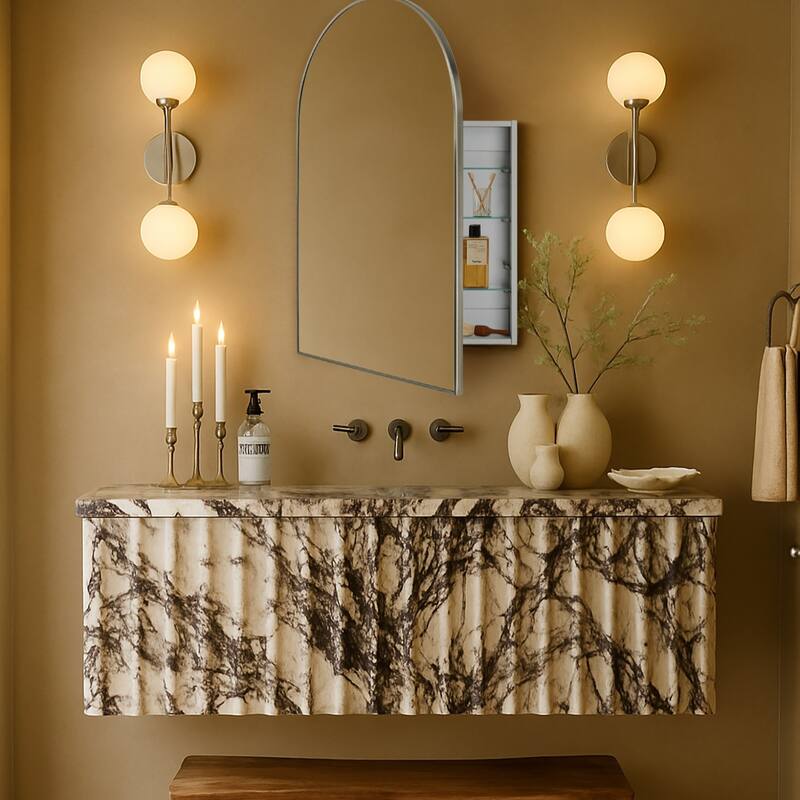 TEHOME Dake Arched Bathroom Medicine Cabinet with Mirror Recessed and Surface Mount Medicine Cabinet Mirror