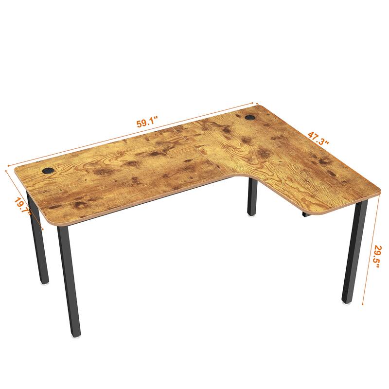 Eureka 60" Industrial Writing Desk Large L-Shaped Corner Computer Desk
