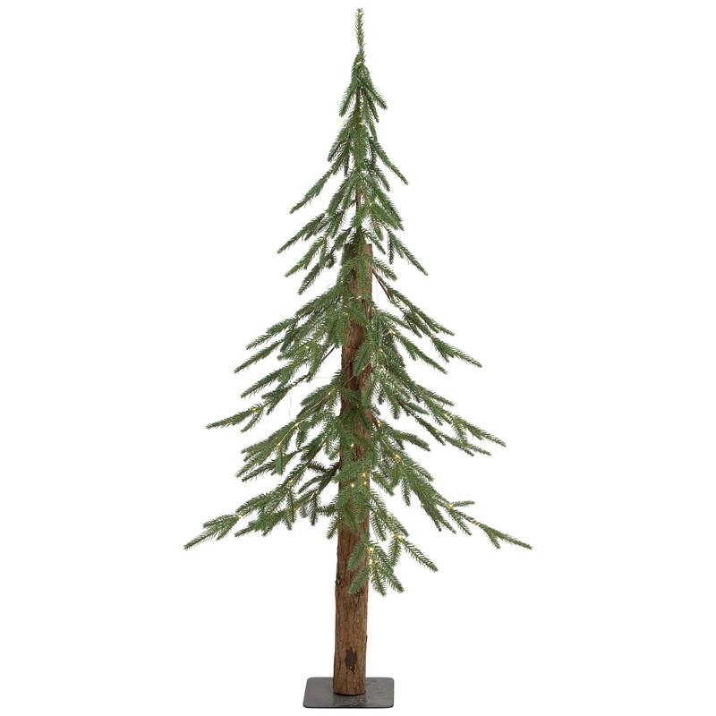 Pre-Lit Medium Alpine Artificial Christmas Tree - 4' - Clear LED Lights - 4 Foot