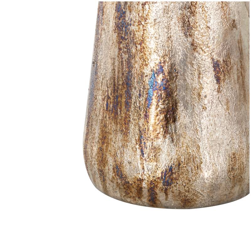 Bronze Metal Foiled Decorative Vase with Bronze and Blue Accents