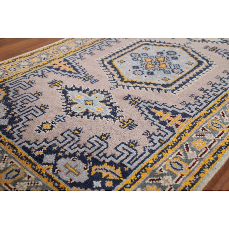 Geometric Viss Indian Accent Rug Handmade Foyer Wool Carpet - 3'0"x 5'3"
