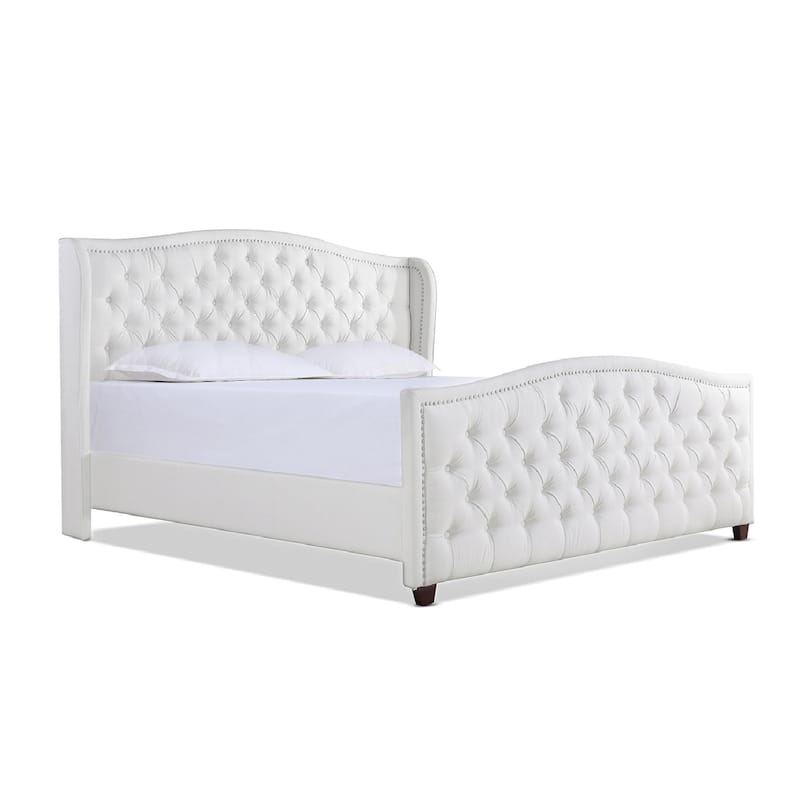 Athens Upholstered Nailhead Tufted Wingback Panel Bed