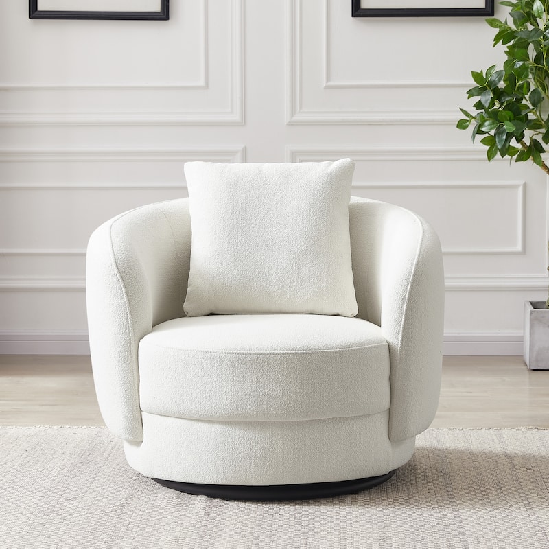 Perton Luxury Mid Century Modern French Boucle Accent Armchair - Beige