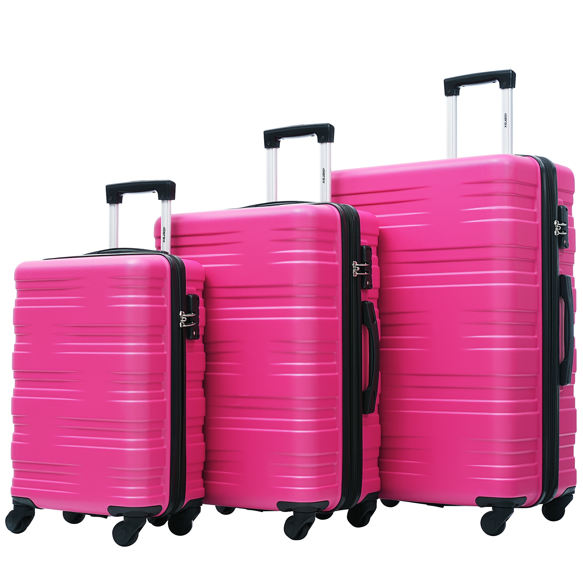 Hardshell Luggage Sets 3 Pcs Spinner Suitcase with TSA Lock Lightweight - 20''24''28'',Pink