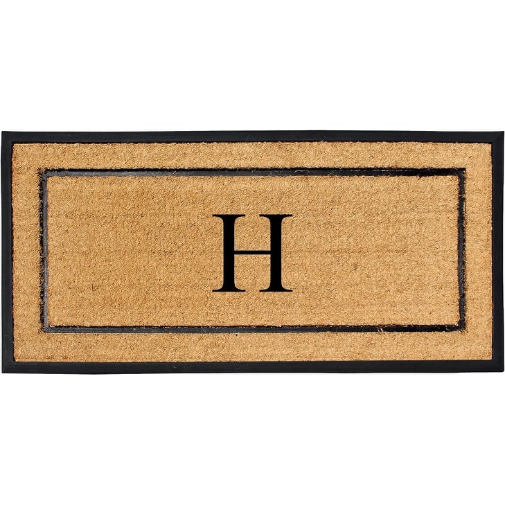 A1 Home Collections Natural Coir & Rubber Large Monogrammed Door Mat
