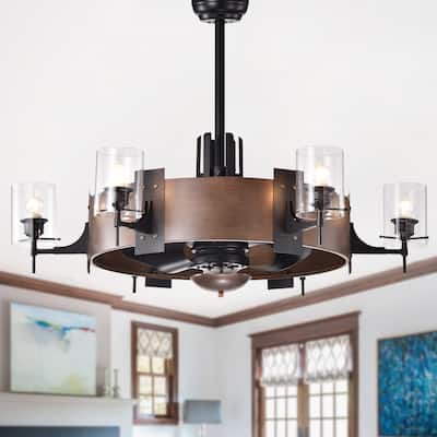 Lodgin 35-inch Lighted Ceiling Fan with Glass Pillar Lamps