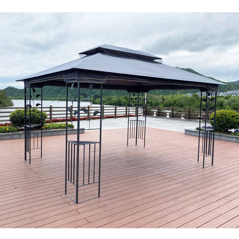 13x10 Outdoor Gazebo Canopy Tent With Ventilated Double Roof And Mosquito net for Lawn(Detachable Mesh Screen On All Sides)