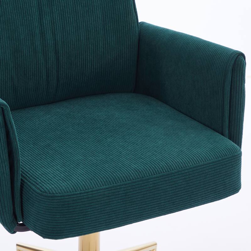 Corduroy Swivel Office Chair with Wheels, Ergonomic High Back Task Chair, Upholstered Accent Chair with Adjustable Height