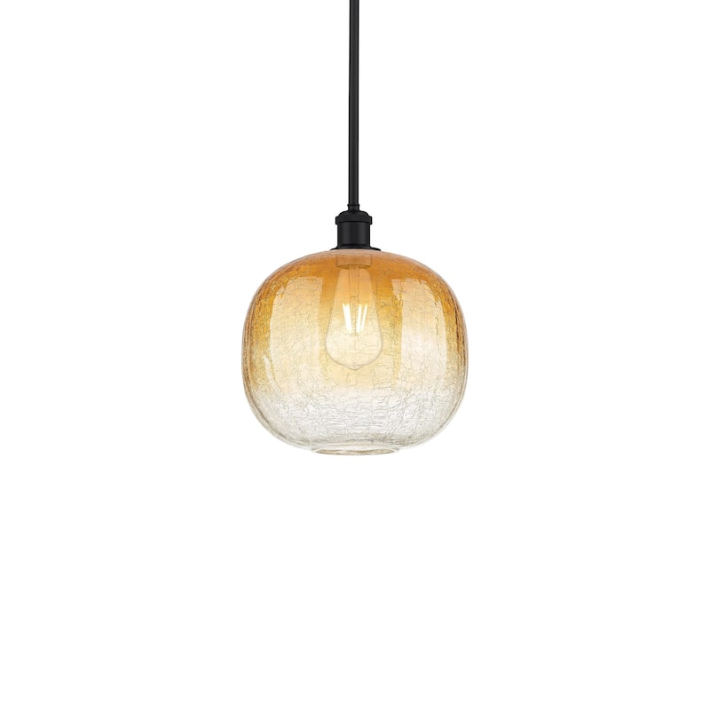 Innovations Lighting 516-1S-12-11 Brookhaven Sphere Pendant Brookhaven - Matte Black / Amber