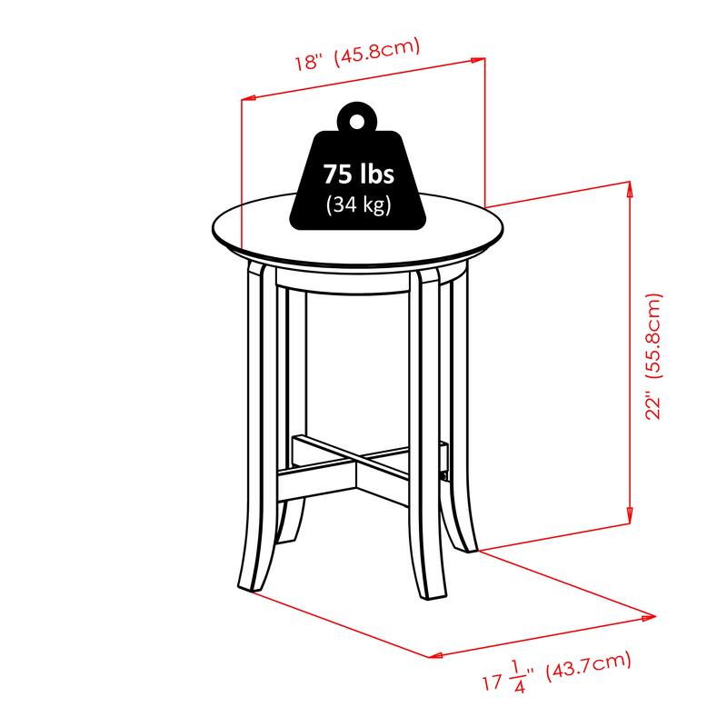 Toby Round Accent End Table, Espresso - 18.03 x 18.03 x 21.97 inches