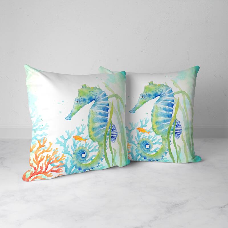 Laural Home Sea Life Seahorse Indoor Decorative Pillow