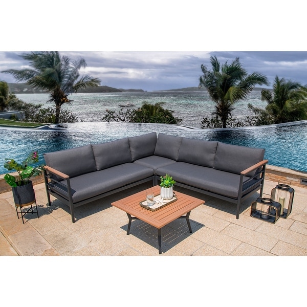Shop Glitzhome 4 Piece Outdoor Aluminum Sectional Sofa Set ... Shop Glitzhome 4 Piece Outdoor Aluminum Sectional Sofa Set ... on Outdoor 4 Piece Sectional id=12645