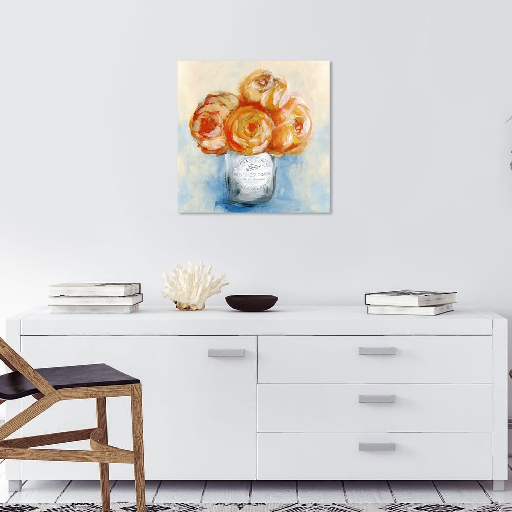 Wynwood Studio Canvas Floral and Botanical Orange Juice Custom Blue and Modern & Contemporary Wall Art Canvas Print