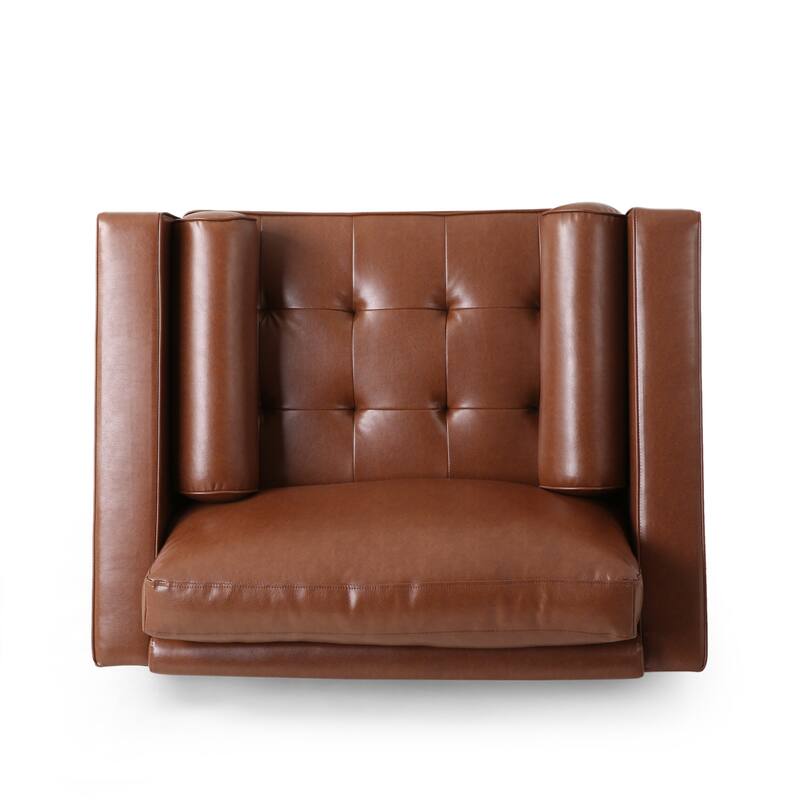 Malinta Contemporary Faux Leather Cushioned Club Chair by Christopher Knight Home