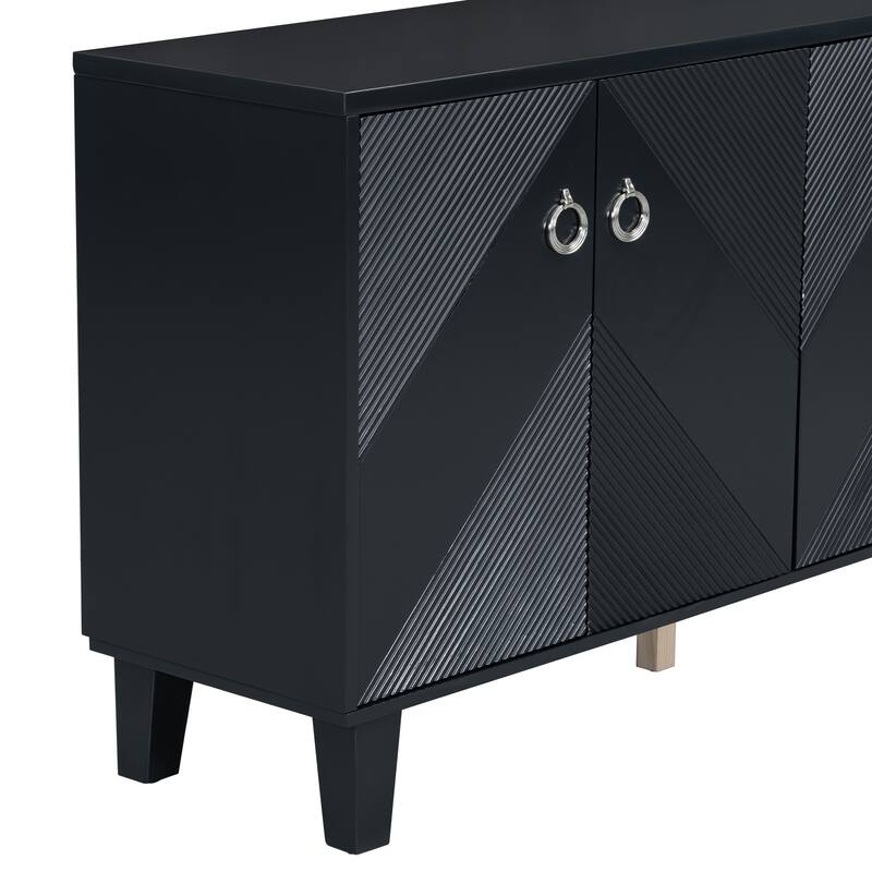 60" Buffet Cabinet Accent Sideboard wiith Adjustable Shelf, Black