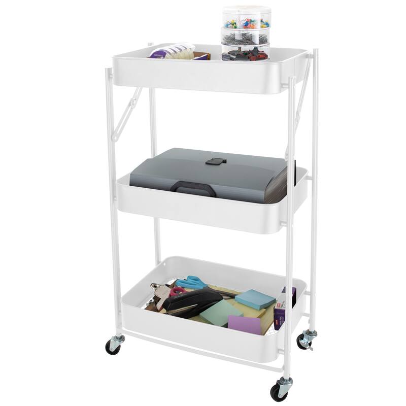 Organize It All 3 Tier Folding Utility Rolling Storage Cart