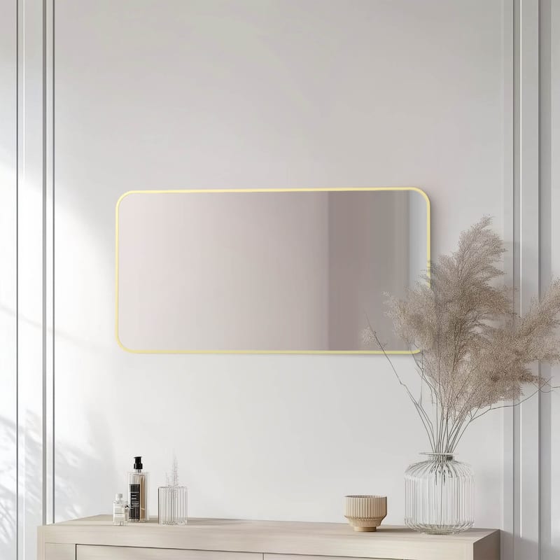 18 x 36 Inch Shatterproof Wall Mount Metal Frame Mirror