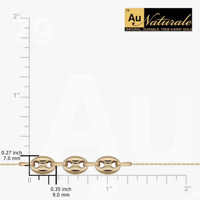 Fremada 10k Yellow Gold Mariner Anchor Puffed Link Adjustable Bracelet