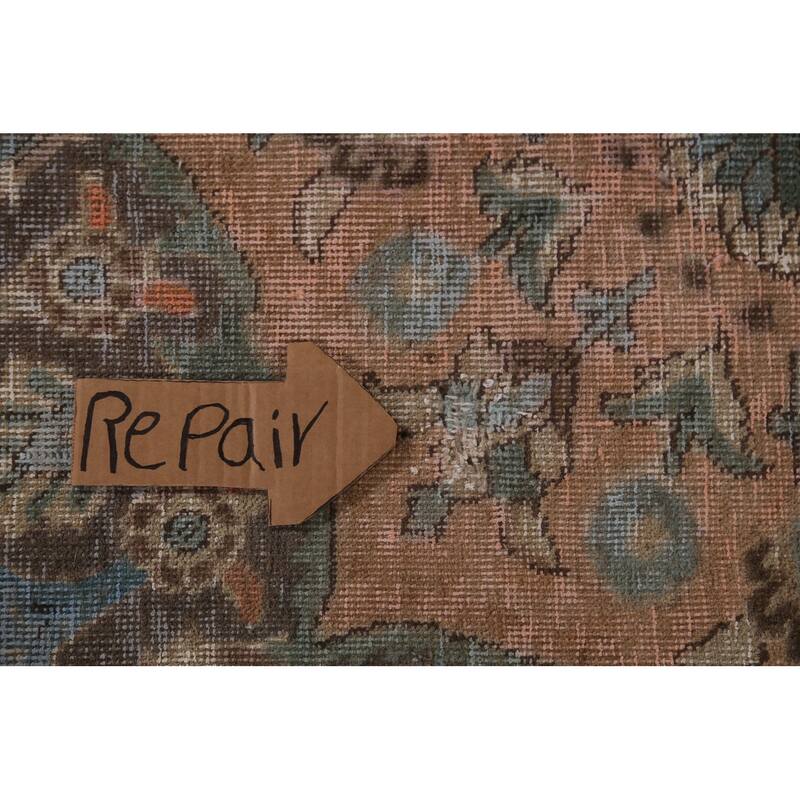 Green Tabriz Persian Vintage Area Rug Hand-Knotted Wool Carpet - 9'6"x 12'7"