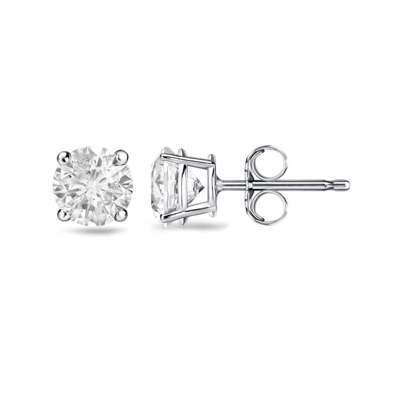 Auriya 1/2ctw Clarity Enhanced Round Diamond Stud Earrings 14k Gold (I2-I3) - White