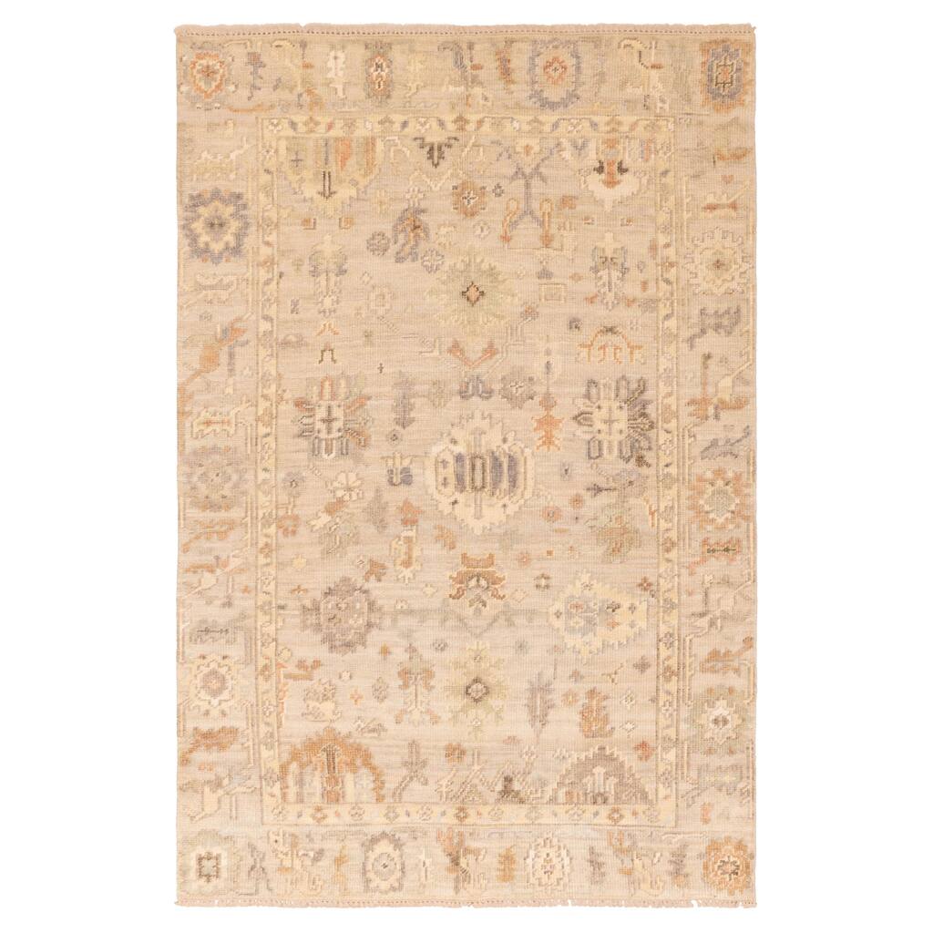 ECARPETGALLERY Hand-knotted Kavya Oushak Light Khaki Wool Rug - 6'0 x 8'11