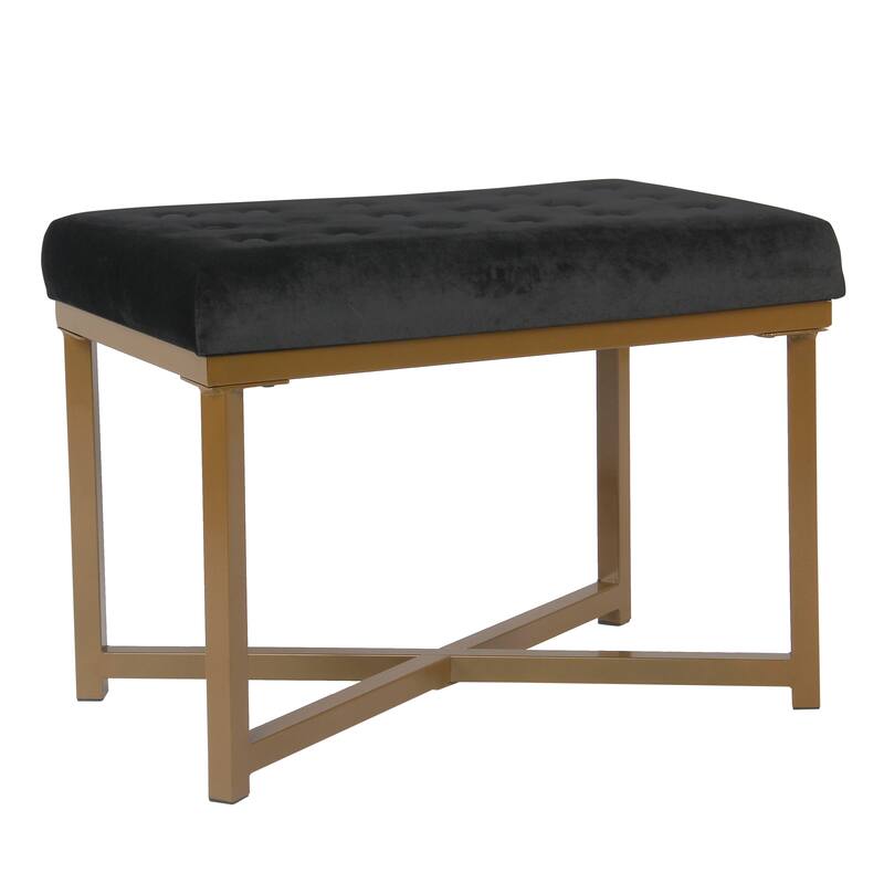 Silver Orchid Sid Velvet Tufted Ottoman