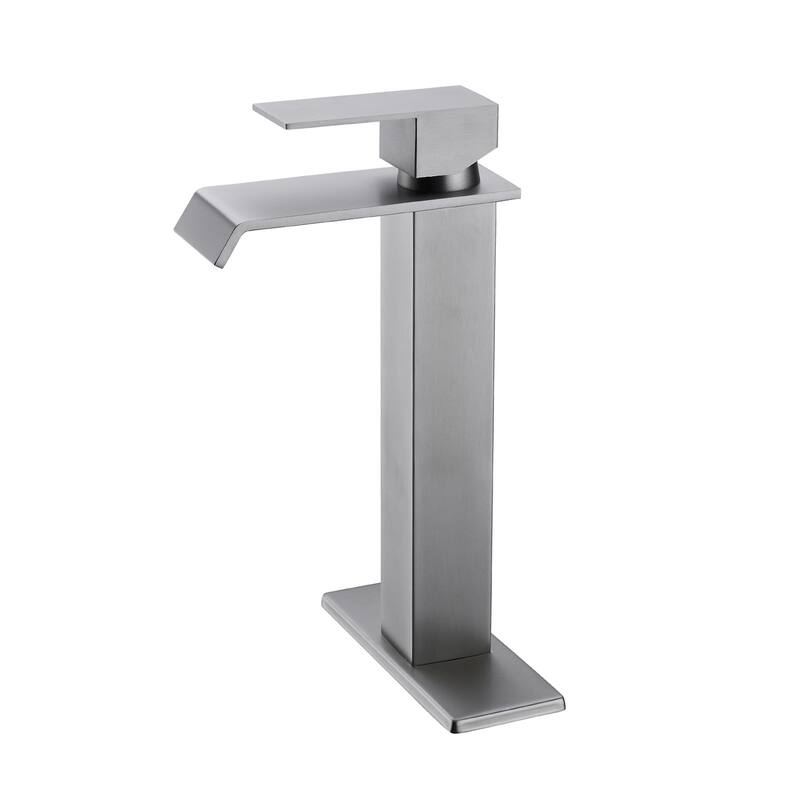 Topcraft Stainless Steel Single Handle Waterfall Faucet with Plate - Brushed Nickel