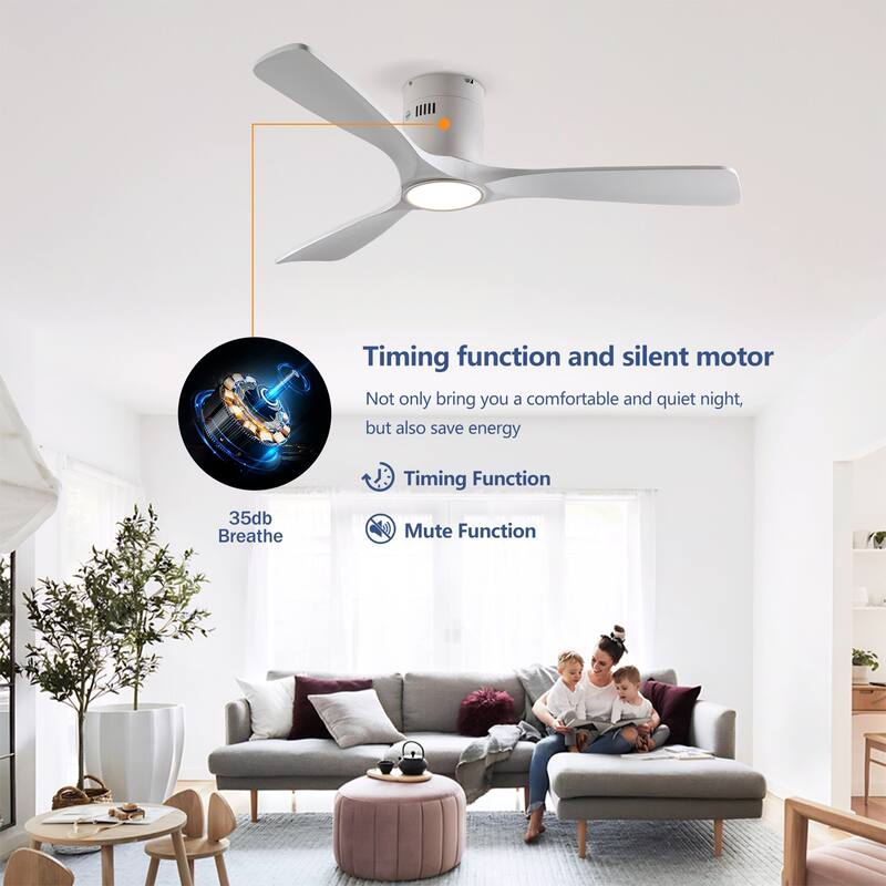 5 PCS Plywood Reversible Blades Ceiling Fan With Light Kit 3 Color