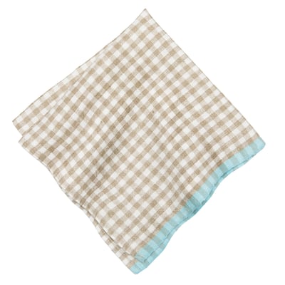 Caravan Gingham Napkins - Set of 4 - Natural/Aqua - 20x20