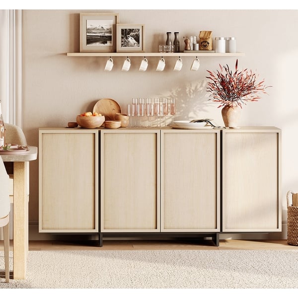 slide 2 of 47, WAMPAT Buffet Cabinets, Modern Sideboard with Large Storage Space and T-Shaped Legs for Dinning Room, Kitchen 1 PCS - Light Oak