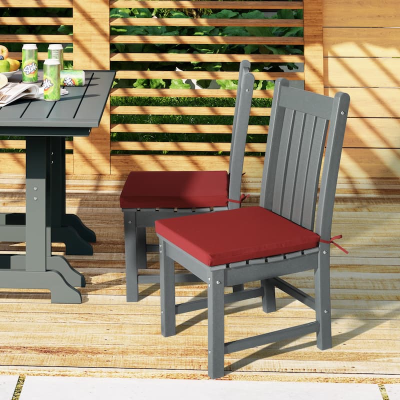 Fading Free All Weather Outdoor Patio Dining Chair Seat Cushions - (Set of 4) - 16.5" x 15.5" - Red