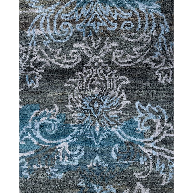 Ikat One-of-a-Kind Hand-Knotted Area Rug - Gray, 9' 0" x 12' 2" - 9' 0" x 12' 2"