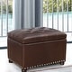 preview thumbnail 2 of 11, Adeco Tufted Bottom Bonded Leahter Brown Rectangle Storage Ottoman