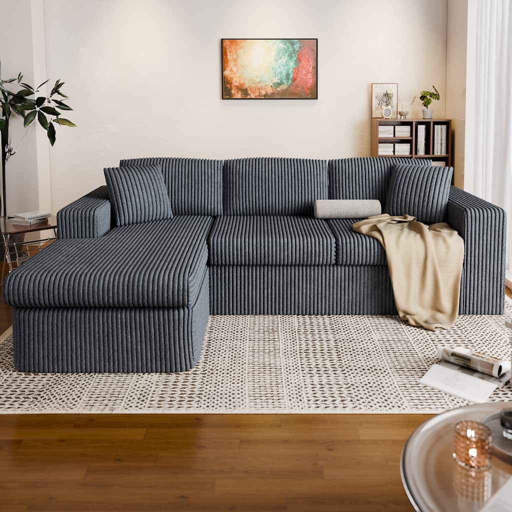 104" Corduroy Modular Compression Sofa