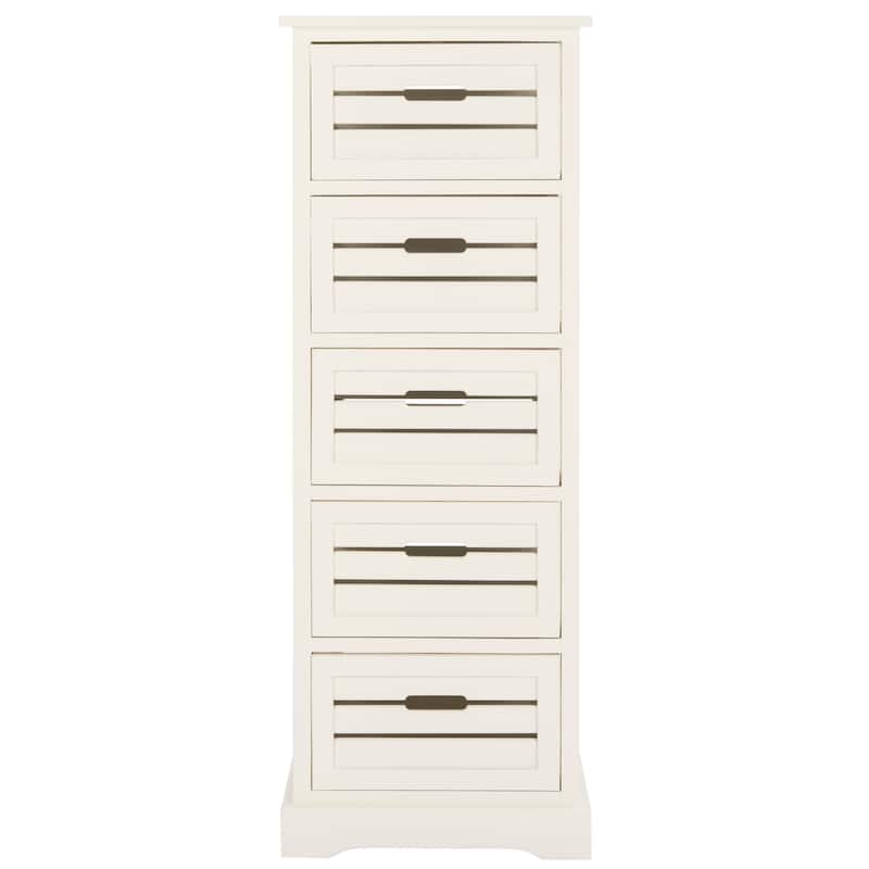SAFAVIEH Cinda Storage 5-Drawer Cream Cabinet - 16.5" x 12.6" x 46.5" - 17Wx13Dx47H