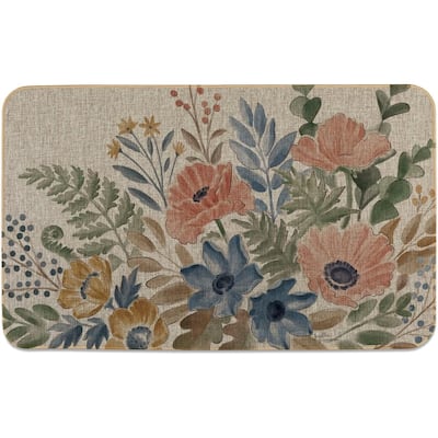 Botanical Blends Indoor/Outdoor Natural Linen Look Floor Mat with Recycled Rubber Back Made in The USA 29.5” x 17.75” - 2' x 3'