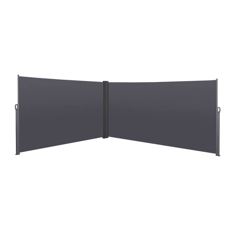 Grey Retractable Patio Side Screen Awning for Privacy with UV Resistant and Waterproof