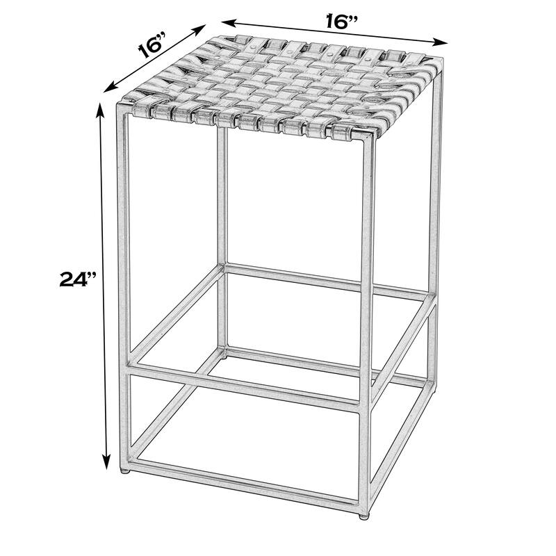 Lowell 24 in. Seat Height Leather and Iron Backless Counter Stool with Footrest