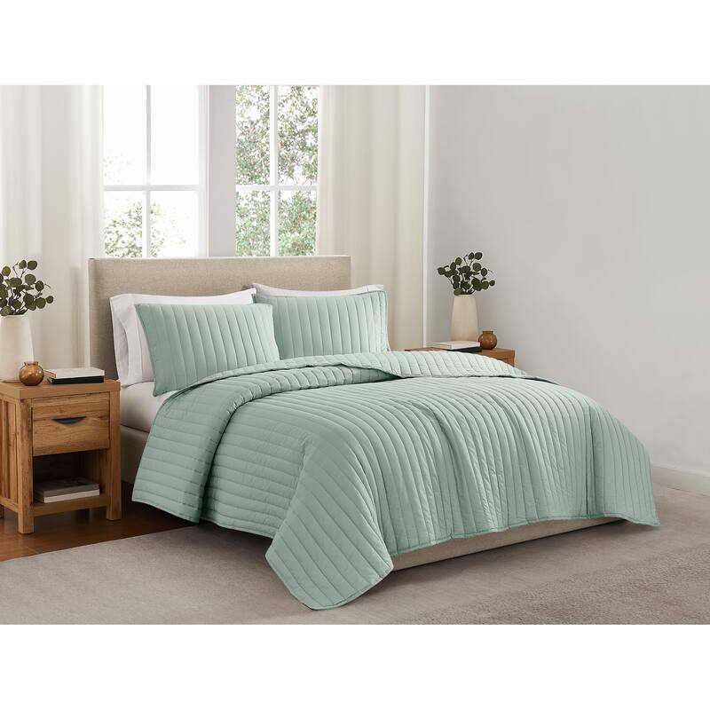 Brooklyn Loom Solid Cotton Percale Quilt Set