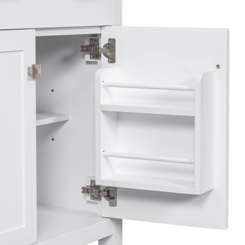 Set of 2 Vanity for Bathroom with Double Ceramic Sinks, 60" Modern Storage Cabinet with Flip-down Drawers and Door Organizers
