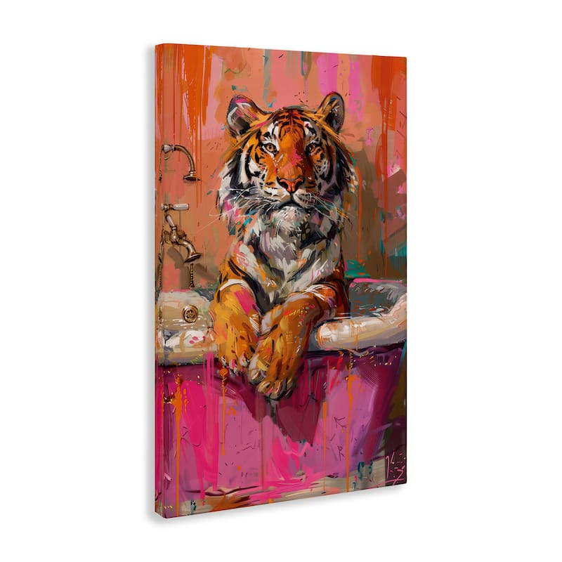 Stupell Fresh Abstraction Tiger in Bathtub Canvas Wall Art Design By LSR Design Studio