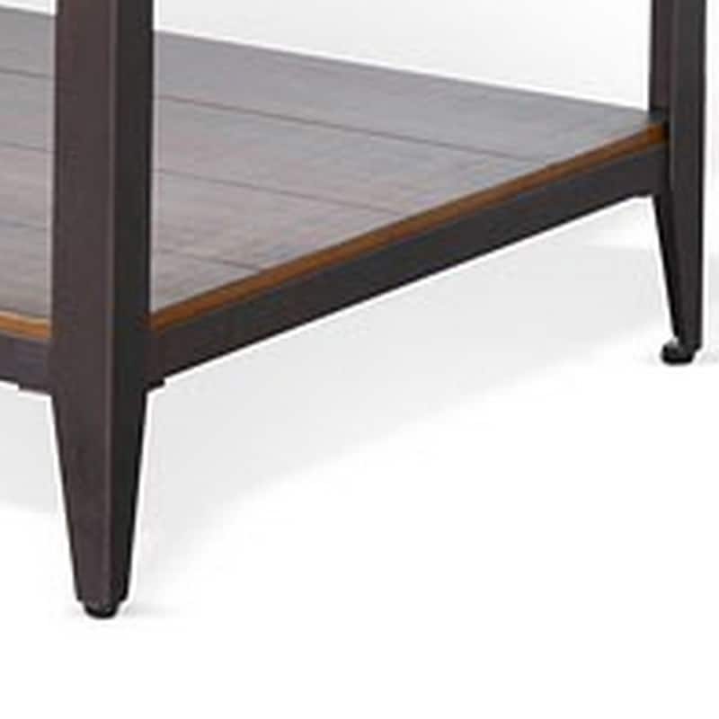 Ayka Coffee Table w Shelf, Nailhead Accent, 48 Inch Rectangular Brown