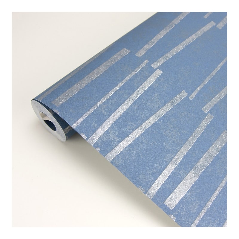 Brewster Luminescence Blue Abstract Stripe Wallpaper - 21 x 396 x 0.025