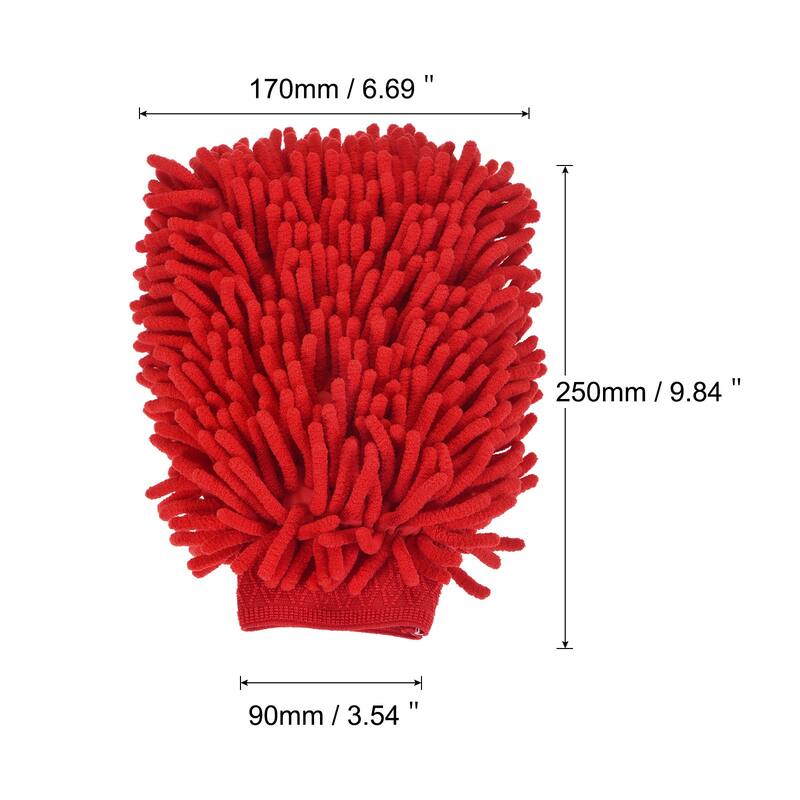 Microfiber Soft Wash Mitten Double Sided Dusting Glove for Cleaning - Rose Red