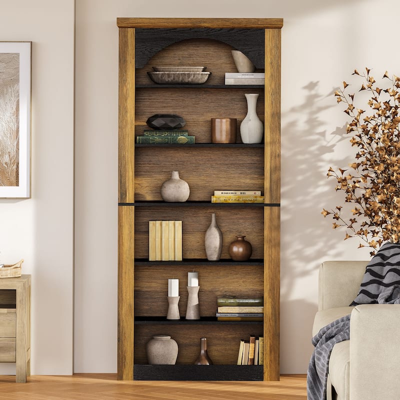 Arched Bookcase, 70.9" Wooden Bookshelves, 6-Tier Modern Bookshelf