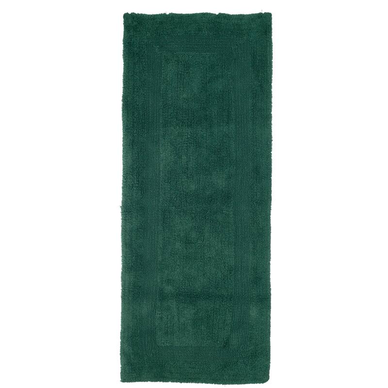 Long Bath Mat - 100% Cotton 24x60-Inch Plush Bathroom Runner Machine Washable Bath Rug by Lavish Home (Green)