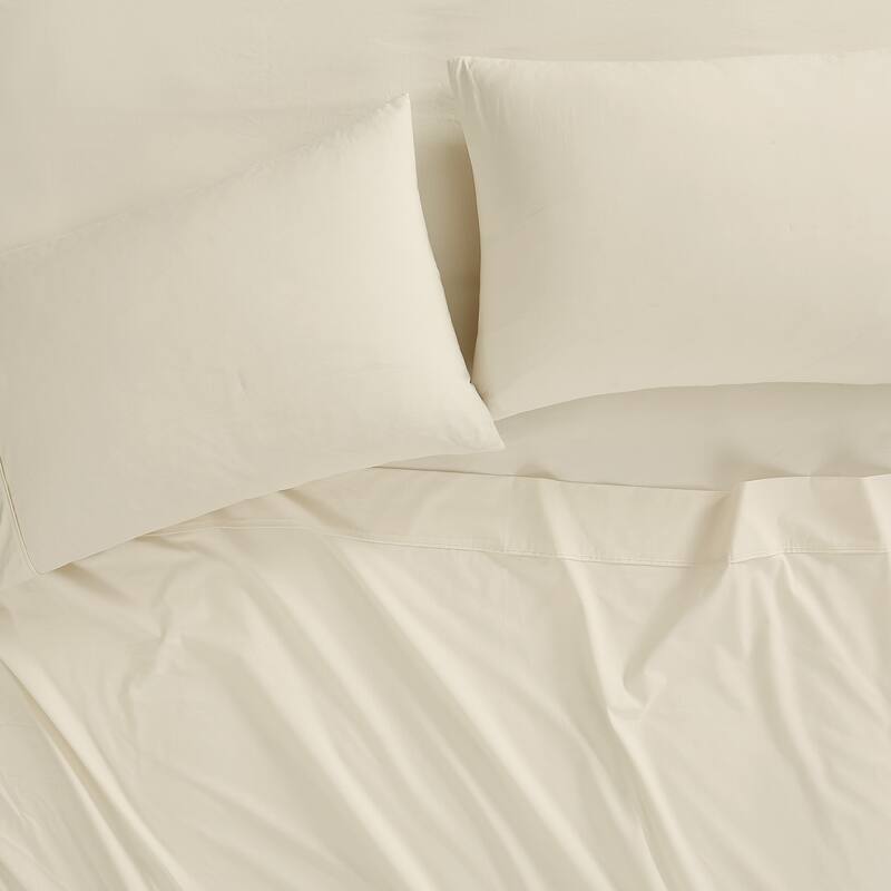 Brooklyn Loom Solid Cotton Percale Bed Sheet Set