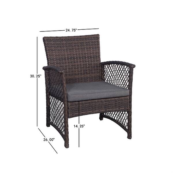 dimension image slide 2 of 17, Madison Outdoor 4-Piece Rattan Patio Furniture Chat Set with Cushions