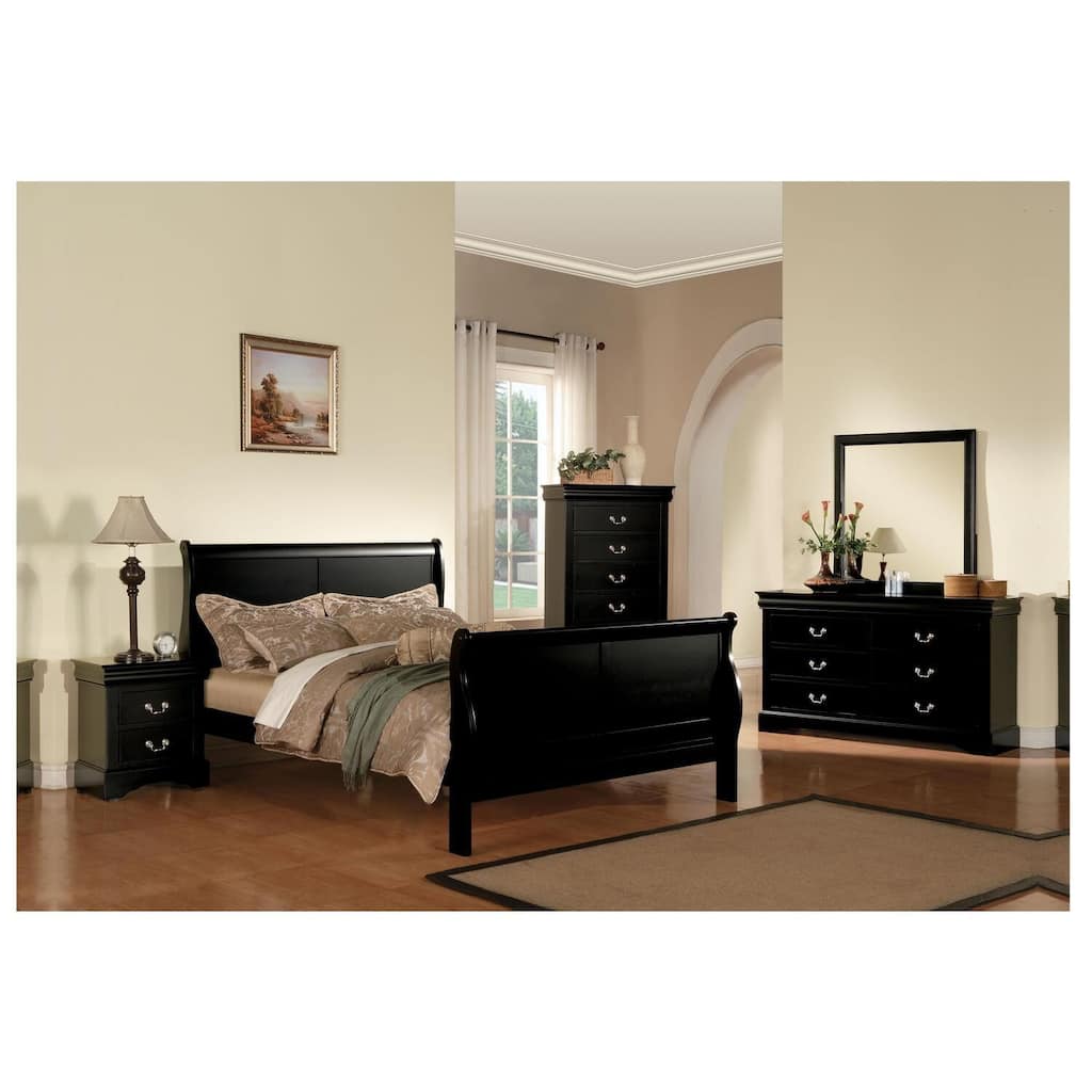 Queen Bed Frame - Lakeside Living Black Finish - Traditional Bedroom Set